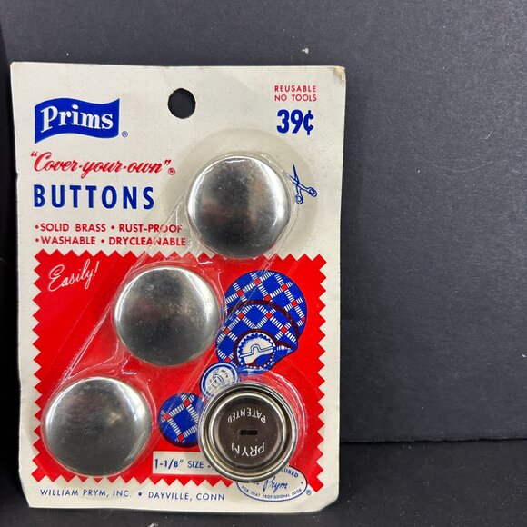 Vintage Prims Halo Insert Buttons and Cover Your Own Buttons Silver Brass - Picture 3 of 8